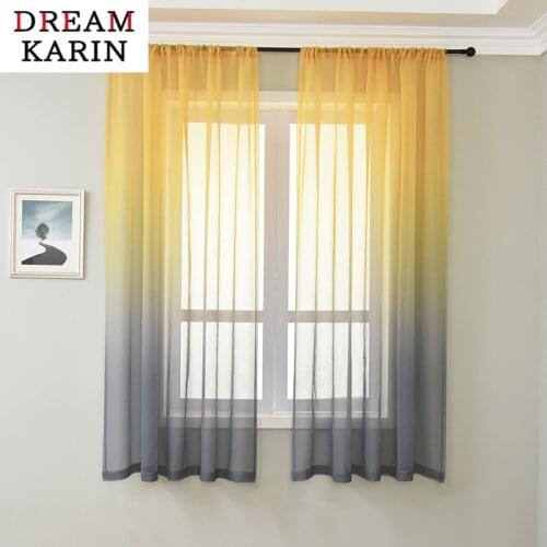 DREAM KARIN Gradient Multi Color Tulle Curtains for Living Room Bedroom Organza Voile Curtain Window Treatment Panel Home Decor