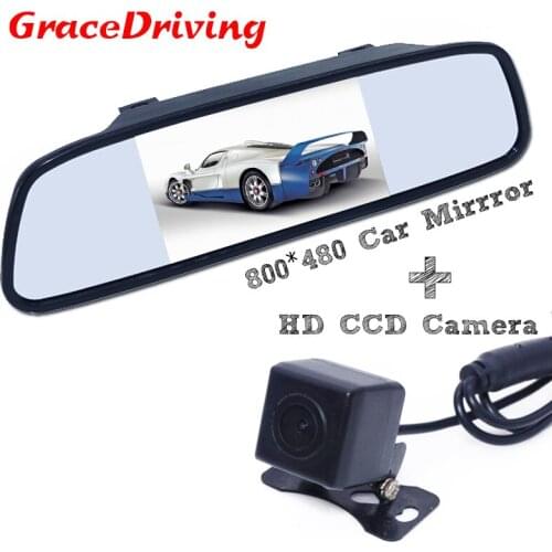 Auto Parking Assistance System 2 in 1 4.3 Digital TFT LCD Mirror Car Parking Monitor + 170 Degrees Mini Car Rear view Camera