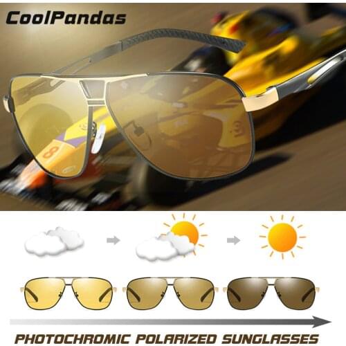 Photochromic Polarized Sunglasses Men Sun Glasses Retro Aviation Night Vision Glasses Driving Chameleon lunettes de soleil homme