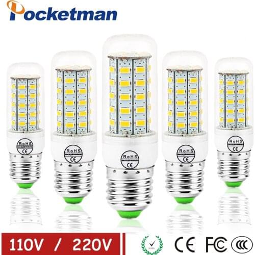 E27 LED Lamp E14 LED Bulb SMD5730 220V Corn Bulb 24 36 48 56 69 72LEDs Lampada Chandelier Candle LED Light For Home Decoration
