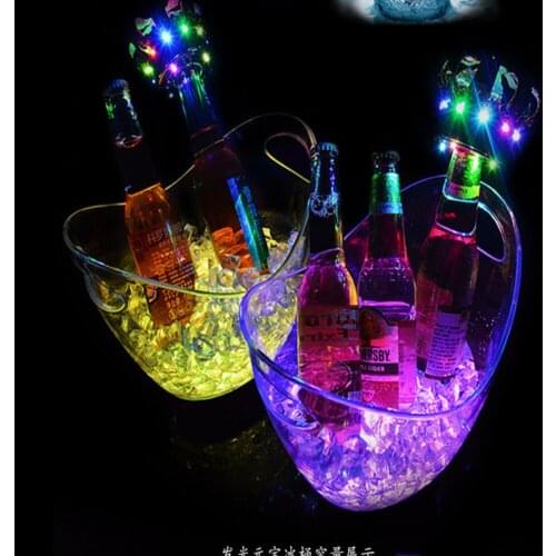 Led Rechargeable Acrylic Ice Buckets Barrel shaped Luminous wine whisky drink cooler with handle Nightclub Beer Champagne Bucket