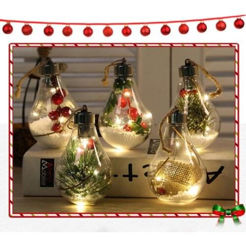 Led Transparent Christmas bulb Ball Christmas Decorations Christmas Tree Decoration Pendant Plastic Waterproof Ball Bulb