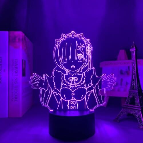 Anime Led Night Light Re Zero Starting Life In Another World Nightlight for Bedroom Decor Birthday Gift Re Zero Rem 3d Lamp