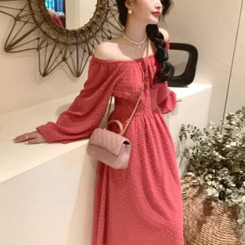 Vintage Evening Party Midi Dresses Women Elegant Casual Korean Fashion Dress Autumn Winter Long Sleeve France Retro Dress 2021