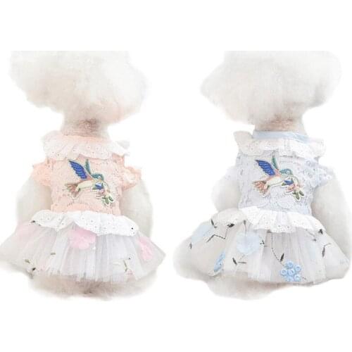 XS-2XL Summer Pet Pleated Skirt Spring Clothing Small And Medium Dogs Bubble Lace Dress Wedding Costume For Dog Girls Clothes