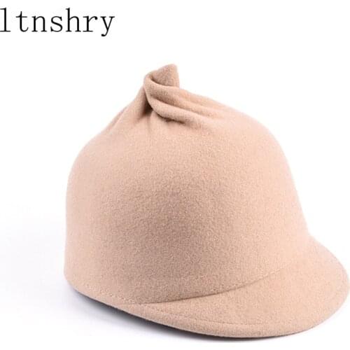 2019 new Winter Fascinator Daughter Felt Fedora Hats For Women Child Adult Solid Color Short Brim Hat Equestrian Knight Caps