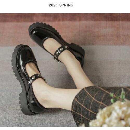 2021 New Buckle Thick-soled Mary Jane Shoes Female Retro College Style Small Leather Shoes Japanese Thick Heels