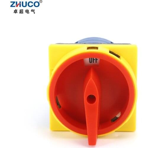 ZHUCO SZW26-32 2GS 64X64mm Panel 2 Phase 32A Power Cut-off Padlock Combination Knob Master Control changeover Cam Switch
