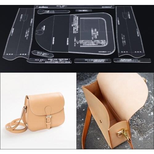 1 Set DIY Acrylic Stencil Leather Handmade Craft Template Women Saddle Bag Messenger bag Leathercraft Tools Set