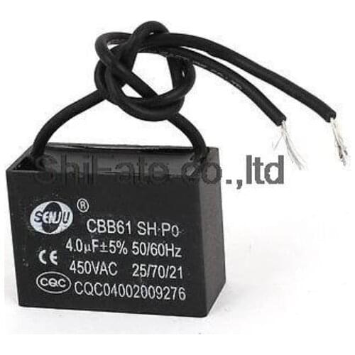 AC 400V 4uF 5% 2-Wire Leads Air Condition Motor Running Capacitor CBB61