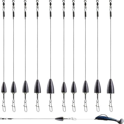 5pcs/lot Stainless Steel Fishing Wire Leader 5g 7g 10g 14g 20g Lead Bullet Weight Carolina Ready Rig For Bass Fishing