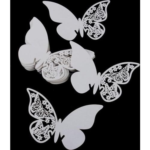 50 Pcs/Lot Wine Glass Name Place Card Butterfly Party Cards Table Mark Birthday Wedding Event Party Bar Decorations Party Gift