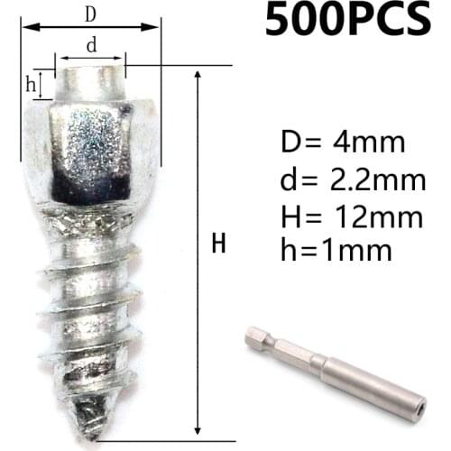 500 PCS Car Tires Studs Screw Snow Spikes Wheel Tyres Snow Chains Studs For Shoes ATV Car Motorcycle Tires Winter Universal