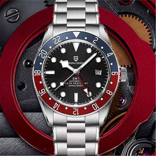 PAGANI Design NEW GMT Luxury Mens Watches Sapphire Mechanical Automatic Watch Men Waterproof Stainless Steel Business Watches