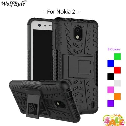 For Cover Nokia 2 Case WolfRule TPU & PC Holder Armor Bumper Protective Back Phone Case For Nokia 2 Cover For Nokia2 2017 5