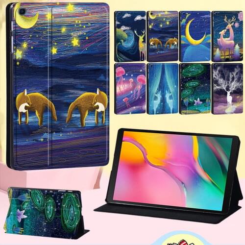 Cover Case for Samsung Galaxy Tab A 9.7 T550 P550 T555/Tab A 10.5 T590 T595/Tab A 8.0 T290 T295 Leather Painting Tablet Case