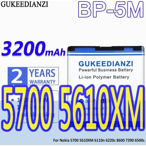 BP-5M 3100mAh 100% New Mobile Phone Battery For Nokia 5700 5610XM 6110n 6220c 8600 7390 6500s Replacement Li-ion Batteries
