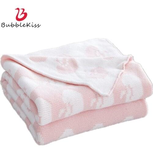 Bubble Kiss Cotton Cartoon Knitted Soft Blanket On The Bed Children Room Blanket Nordic Bed Cover Throw Blanket For Home Decor