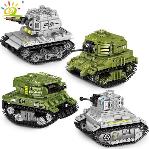 HUIQIBAO TOYS Army Tank Building Blocks Set For Children Military Soldiers Figures Weapon Model Bricks Kids Gift
