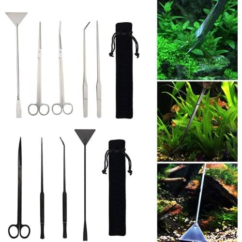 Aquarium Tools Kits Stainless Steel Aquarium Terrarium Set Aquarium Plant Tool Kit for Aquarium Fish Tank Tweezers Scissors Set