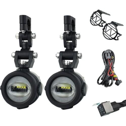 Set of Motorcycle Auxiliary Fog Lights Spot Driving Lamps With Relay For BMW R1200GS F800GS F700GS F650 K1600