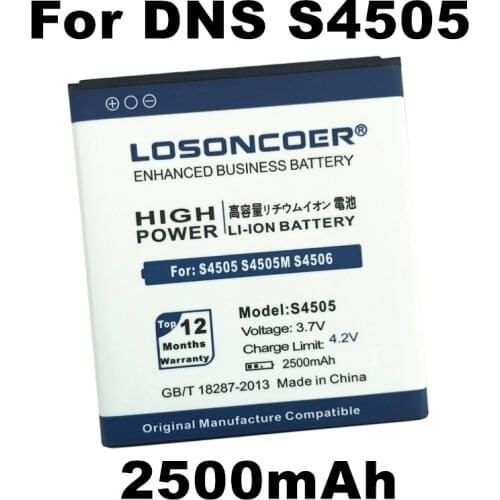 LOSONCOER 2500mAh S4505 For DNS S4506 S4505 S4505M Mobile Phone Battery Batteries+Quick Arrive