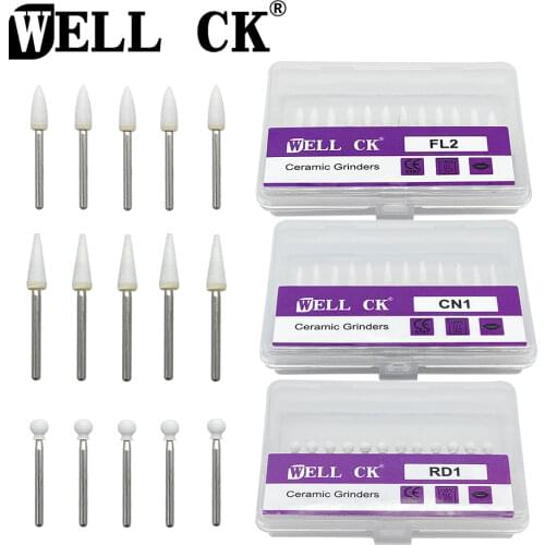 12pcs Dental Lab Polishing And Finishing Mounted White Stone 1.6mm Shank FG Abrasion Point Burs FG Dental Material