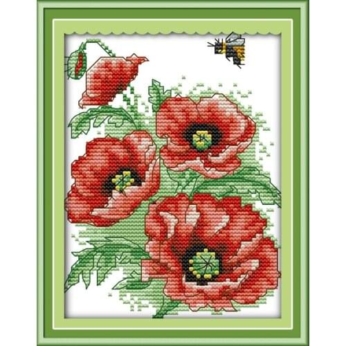 Bees Love Flowers Set Canvas Cross Stitch Kits Art Crafts Accurate Printed Embroidery DIY Handmade Needle Work Home Decor