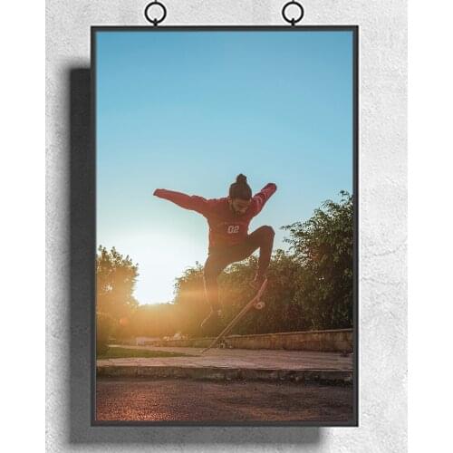 Young Boy Street Skateboarding 1 Wall Sticker Silk Fabric Poster Art Indoor Decor Bright