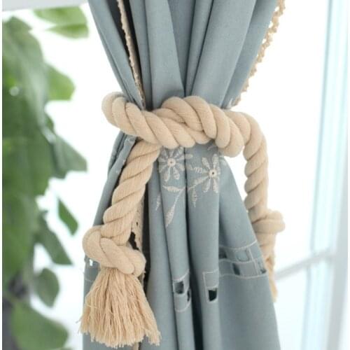 New Handmade Cotton Hemp Knitted American Curtain Accessories Tied Rope Curtain Buckle Strap For Room Curtains Home Decoration