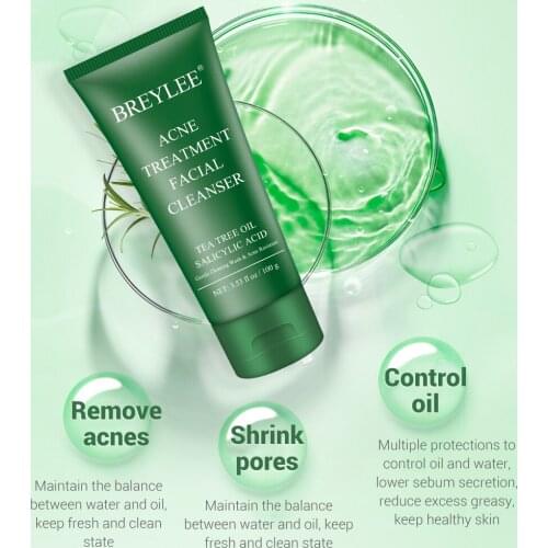 Breylee Acne Treatment Facial Cleanser Blackhead Removal Detergent Shrink Pores Clean Oil-Control Facial Mask Skin Care