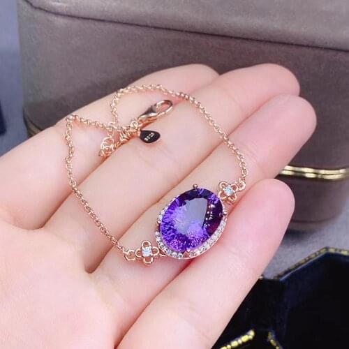 Top Quality 100% Natural and Real Amethys Bracelet 925 Sterling Silver Amethys Bracelet