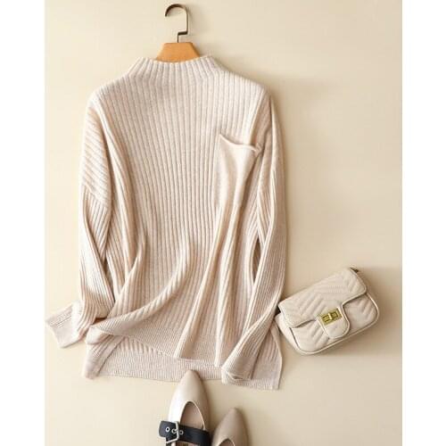 Autumn winter new 2021 ribbed cashmere wool sweater turtleneck womens knit half skirt fashionable loose chic two-piece suit