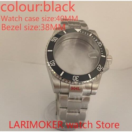 Suitable for NH35 NH36 Miyota 8215 40mm sapphire glass 904L stainless steel case sealing bottom cover, with bezel light black