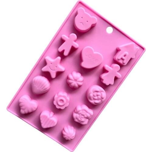 Handmade Cake Chocolate Molds 14-in-1 Irregular Shape Boys/Girls/Stars/Hearts Ice Tray Model Baking Tools Cake Decoration D584