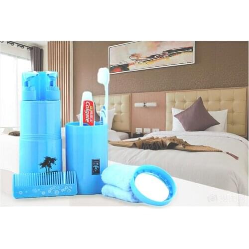Portable Outdoor Travel Multi-functional Washing Set Cup Shampoo Toothbrush Toothpaste Towel Cup Storage Holder Case Organizer