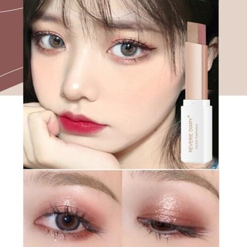 Professional Double Color Gradient Velvet Eye Makeup Shadow Stick Waterproof Shimmer Metallic Eyeshadow Makeup