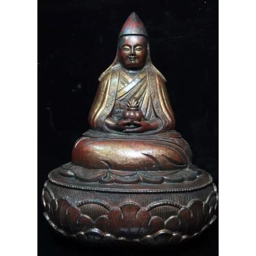 Rare Old Tibetan copper Buddhist bronze statue of Tsongkhapa statue