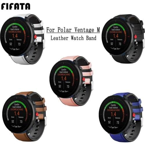 FIFATA 22MM Leather + Silicone Double layer Watch Strap For Polar Vantage M Sport Watch Wristband For Huami Amazfit GTR Watch