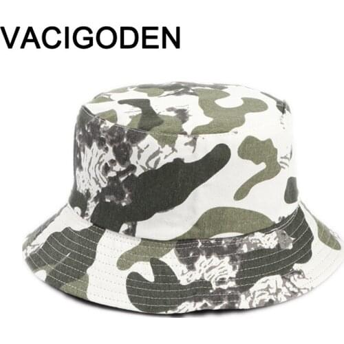VACIGODEN Women Camouflage Printed Fashion Bucket Hat Sunbonnet Fedora Outdoor Chapeau Fisherman Cap De Pescador Gorros