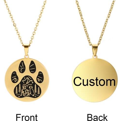 Skyrim Dog Cat Paw Claw Pendant Custom Necklace for Women Men Stainless Steel Gold Color Personalized Chain Necklaces Jewelry