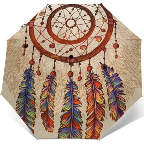 Sunny Umbrella Ethnic Tribal Dreamcatcher Automatic folding portable men women umbrella Sunscreen rain Windproof beach parasol