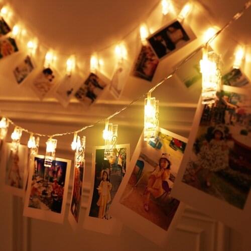 10-30 LED Hanging Picture Photo Peg Clip Fairy String Lights Battery Powered Wedding Party Decor Paintings Pictures Card Memos