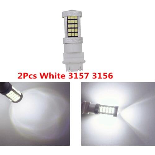 2Pcs 3157 3156 White 3000 Lumens 66SMD Backup Reverse Parking LED Light Bulbs