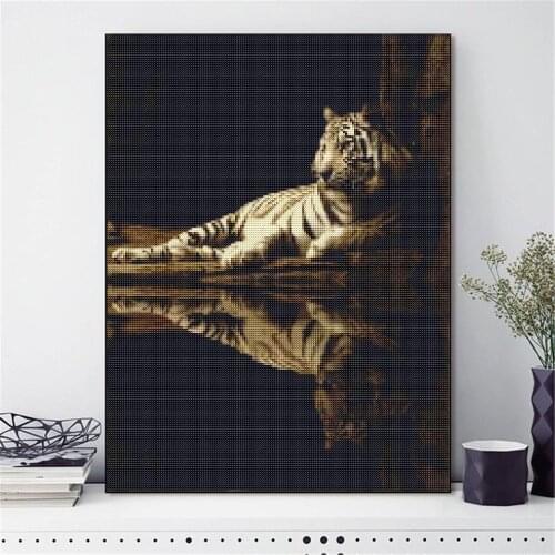 Tiger 5D 100% Full Diamond Painting Cartoon Painting Embroidery Picture Mosaic Cross Stitch Wall Christmas Decor Painting
