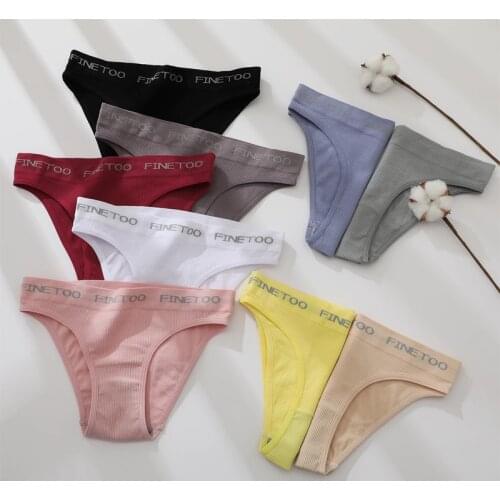 FINETOO Cotton Panties Women Underpants Sexy Lingerie Letter Waist Underwear Plus Size Pantys Lingerie M-XL