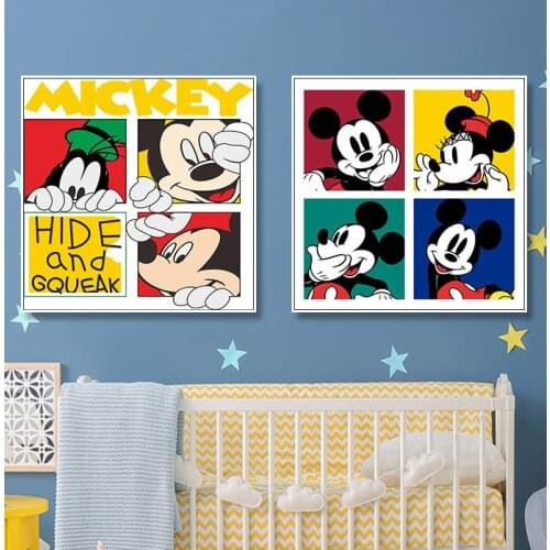 ChildrenS Room Bedroom Decoration Canvas Painting Trend Signs Hanging Disney Park Cartoon Mickey Mickey Mickey Mural