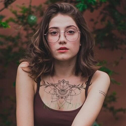 Waterproof Temporary Tattoo Sticker mandala flower Fake Tatoo Flash Tatto water transfer Breast Chest Back Belly For Women Girl