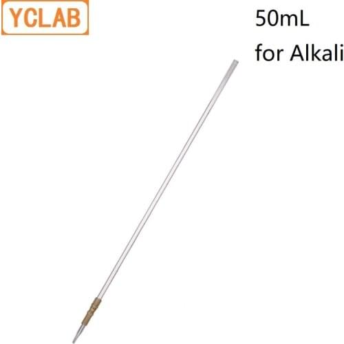 YCLAB 50mL Burette with Rubber Tubing Connection Clear Glass Head and Tip for Alkali Class A Laboratory Chemistry Equipment