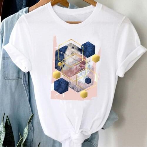 T-shirts Women 90s Geometric Kawaii Vacation Travel Cute Fashion Clothes Graphic Tshirt Top Lady Print Female Tee T-Shirt